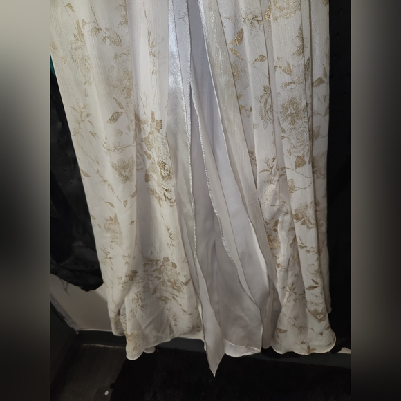 Strapless White Dress with Gold Accents - Picture 3 of 6